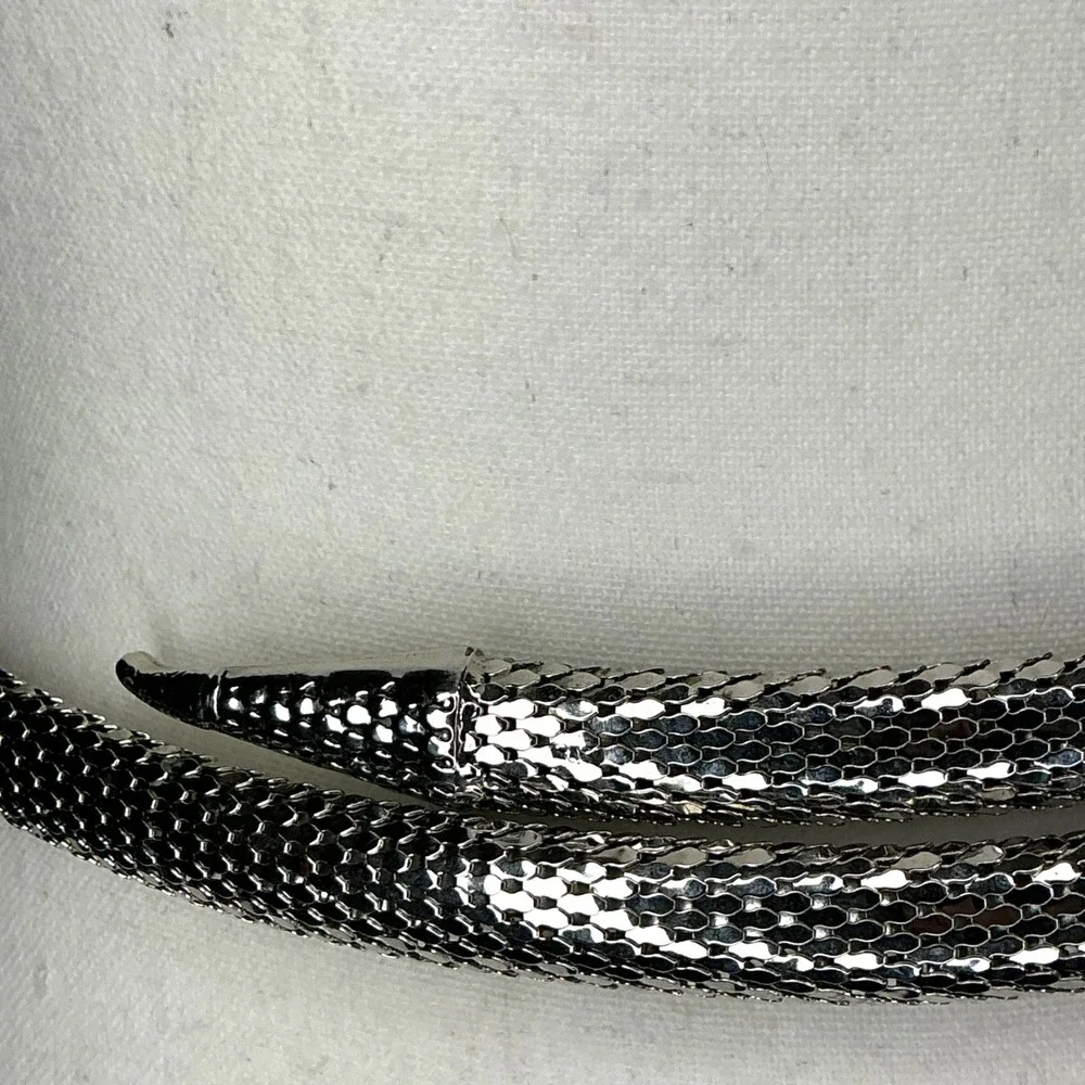Vintage Whiting & Davis Silver Mesh Snake Wrap Belt Womens OS Flexible Serpent